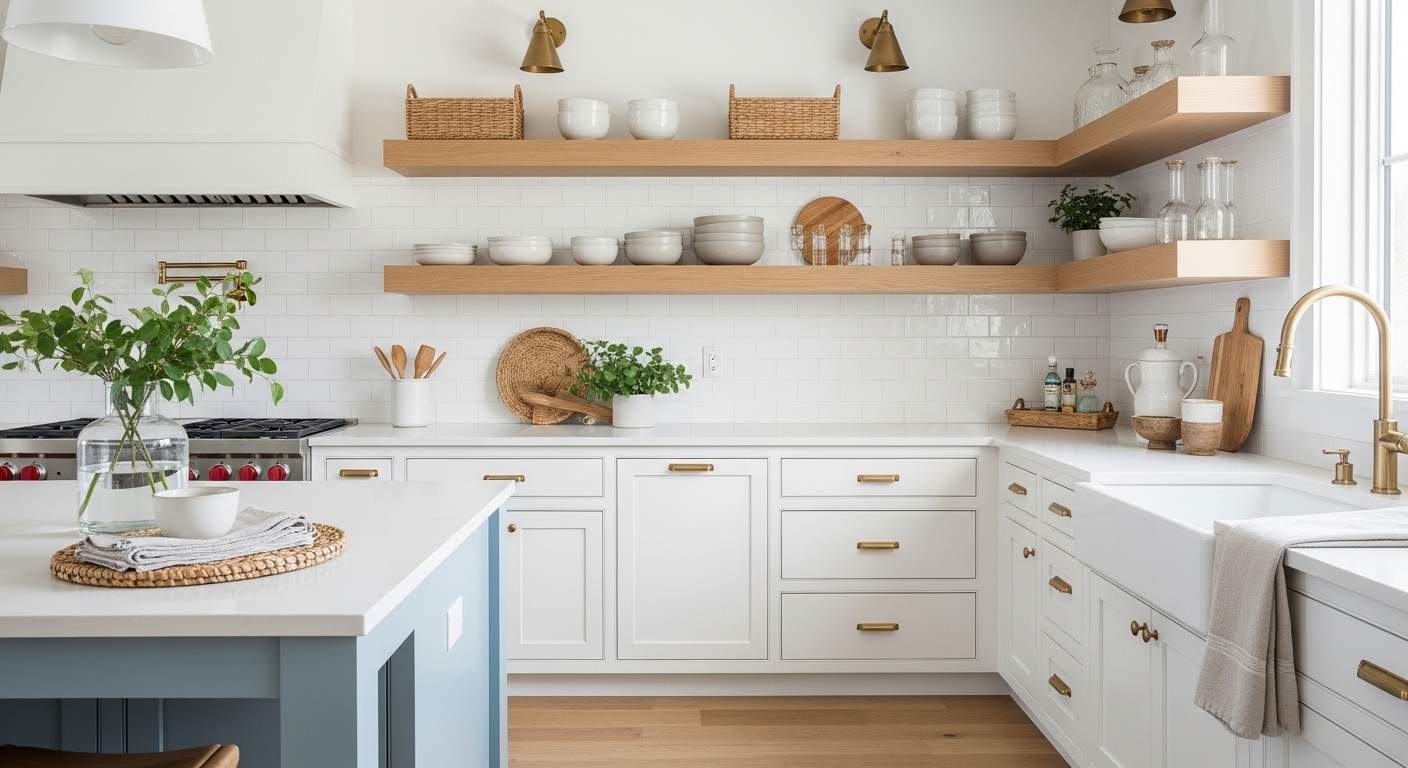  Open Shelving with Natural Wood
