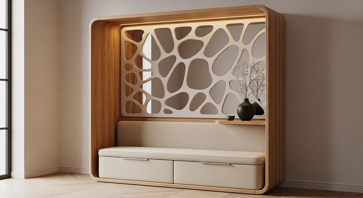 Sculptural Wood Frame Entryway