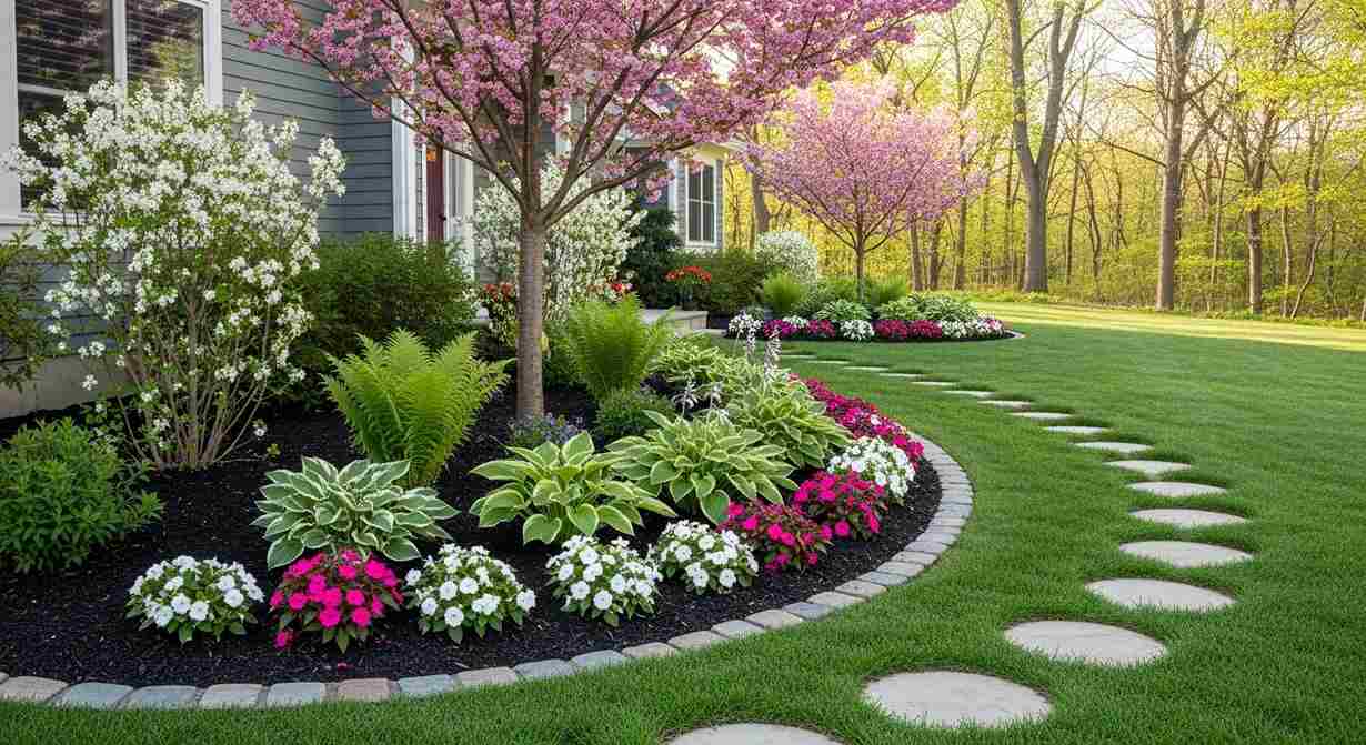Foundation Border with Stepping Stone Path