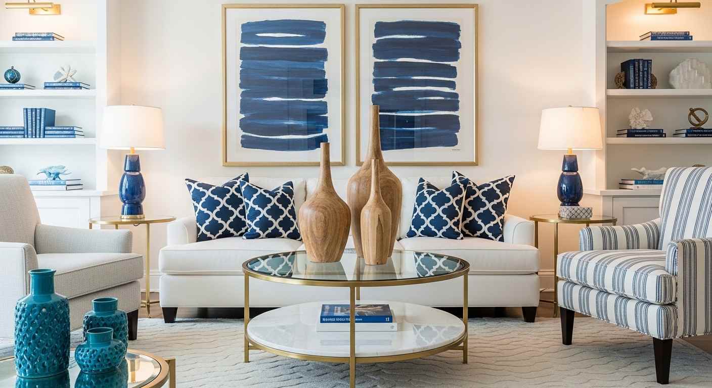Navy and Gold Luxe Living Room
