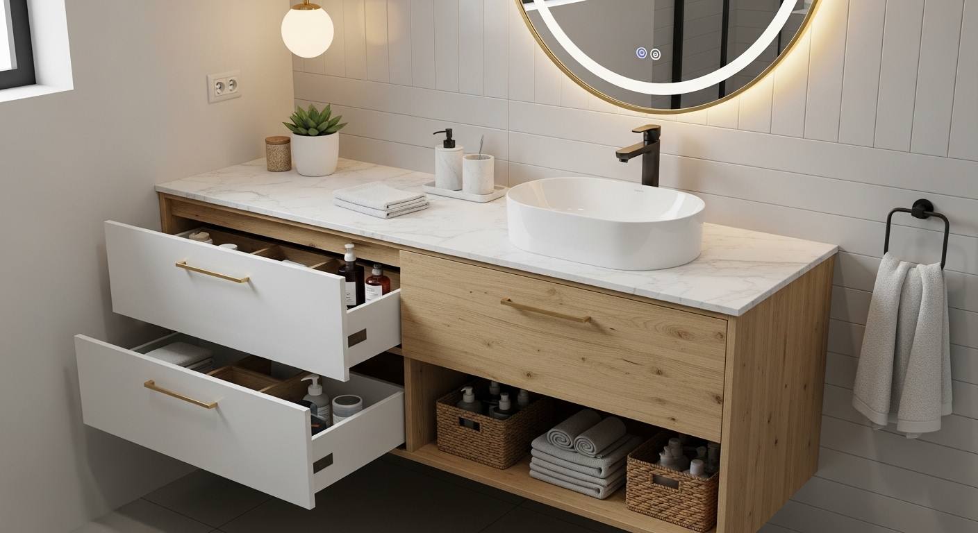 Wall-Mounted Vanity with Storage
