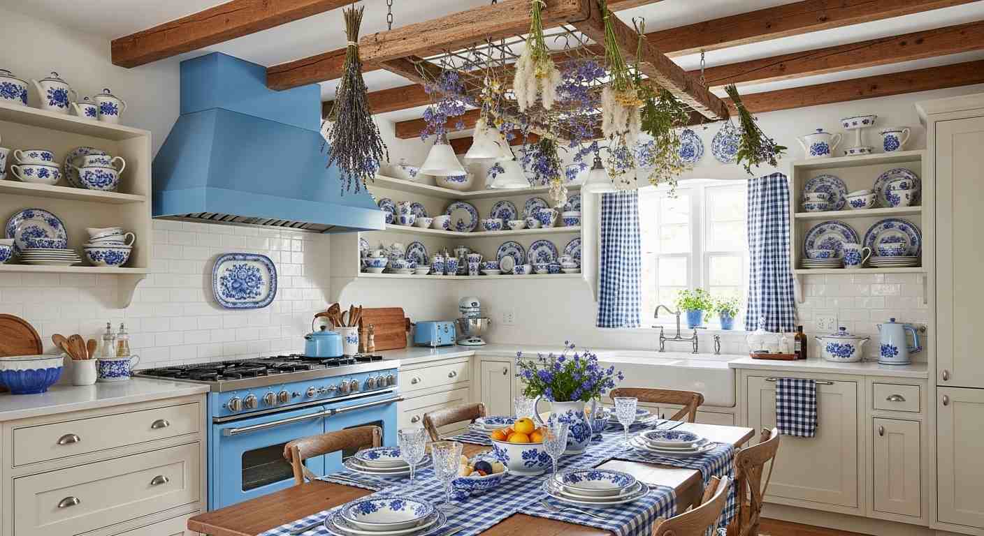 Blue and White French Country Kitchen
