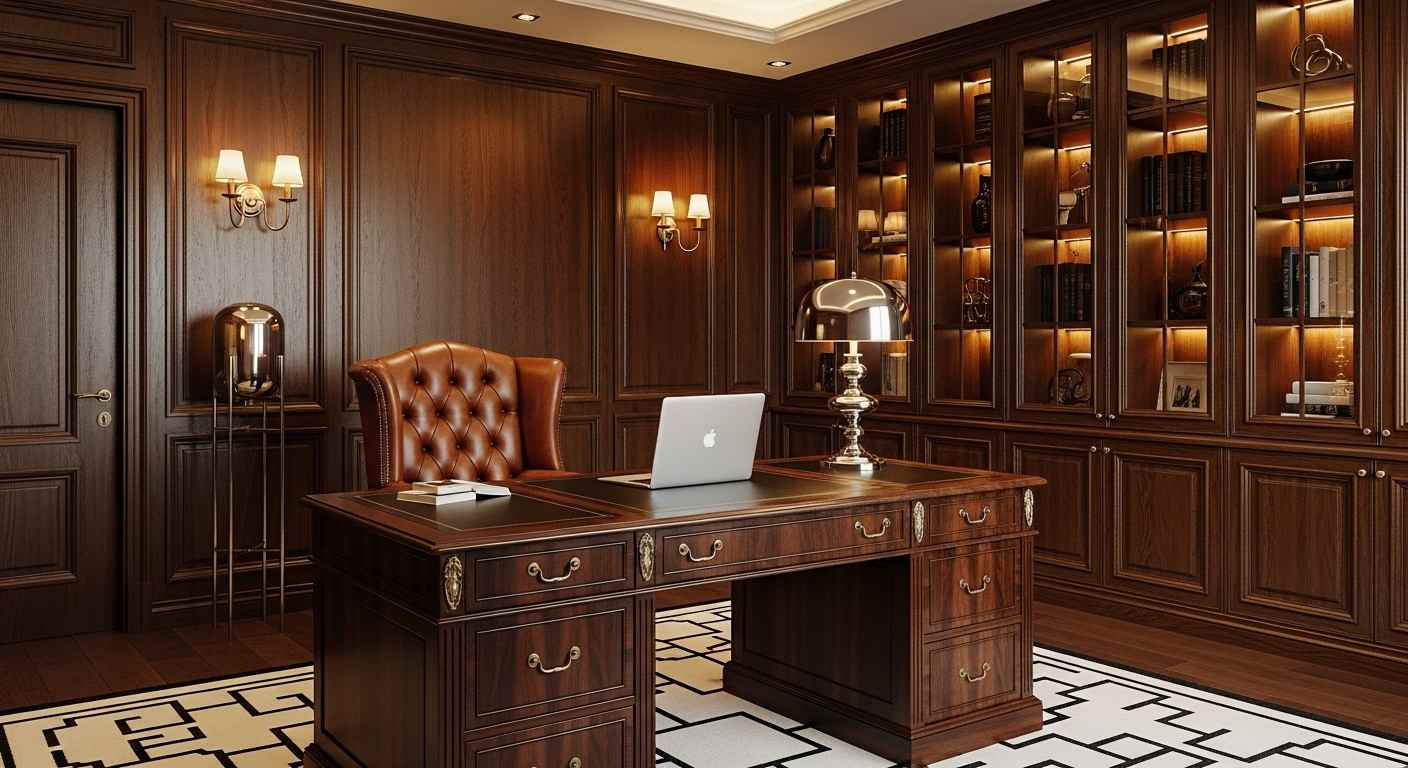 Dramatic Traditional Library Office