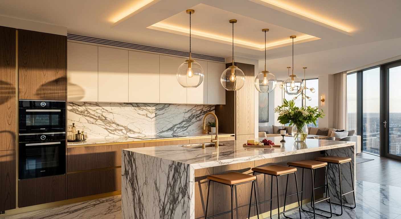 Cream and Gold Glam Kitchen
