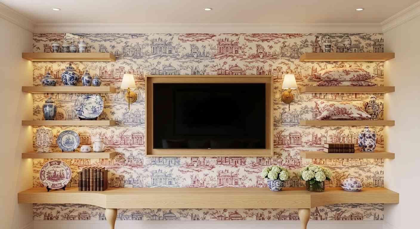 Toile de Jouy Pattern Accent Wall
