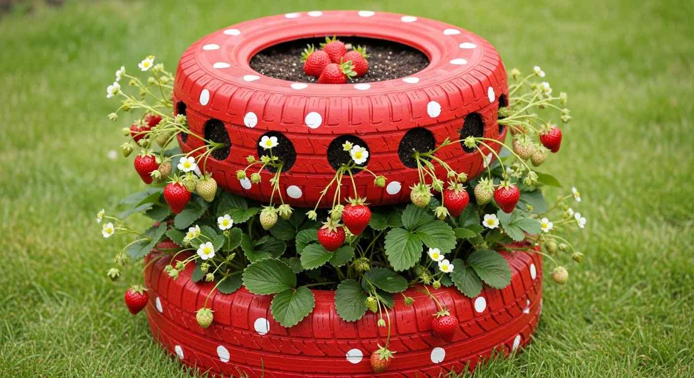 Strawberry Tire Planter
