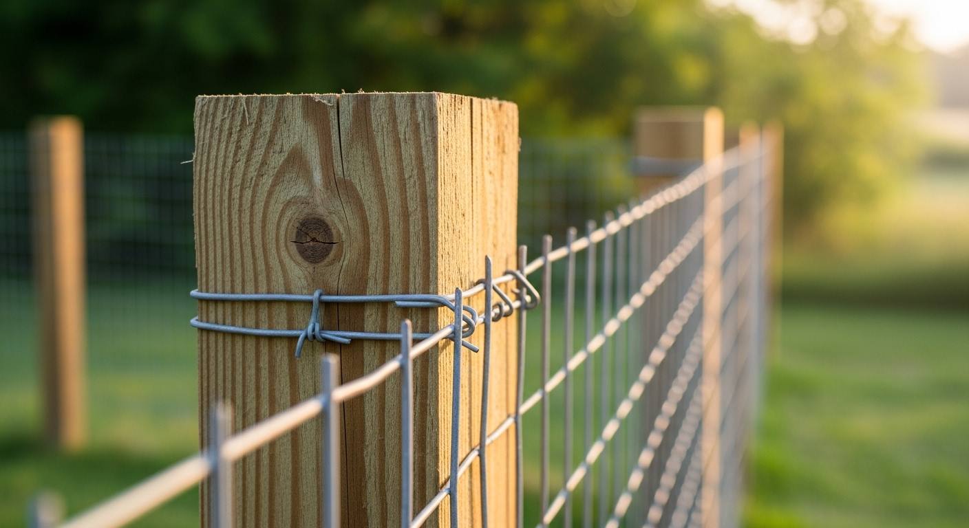 DIY close-up: wire attached to wood post