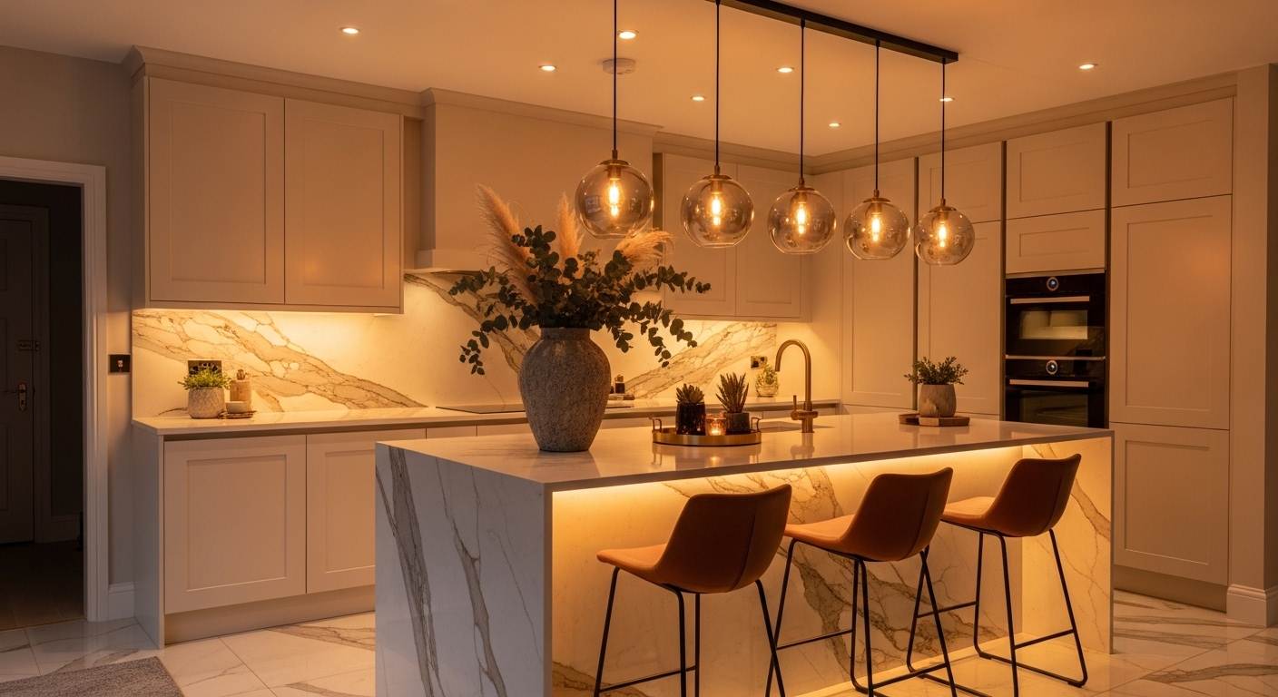  Warm Neutral Marble Island.
