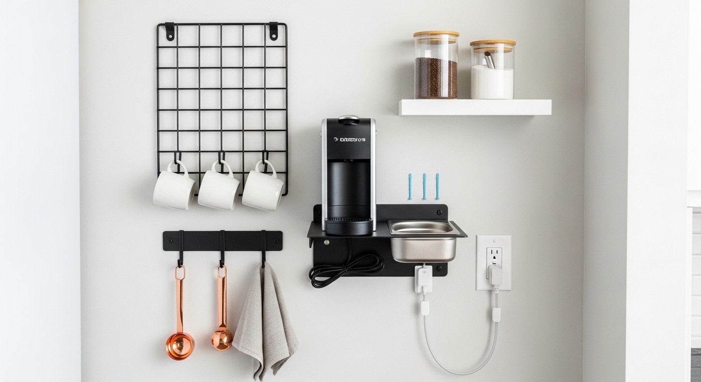 Vertical Wall-Mounted Coffee Bar