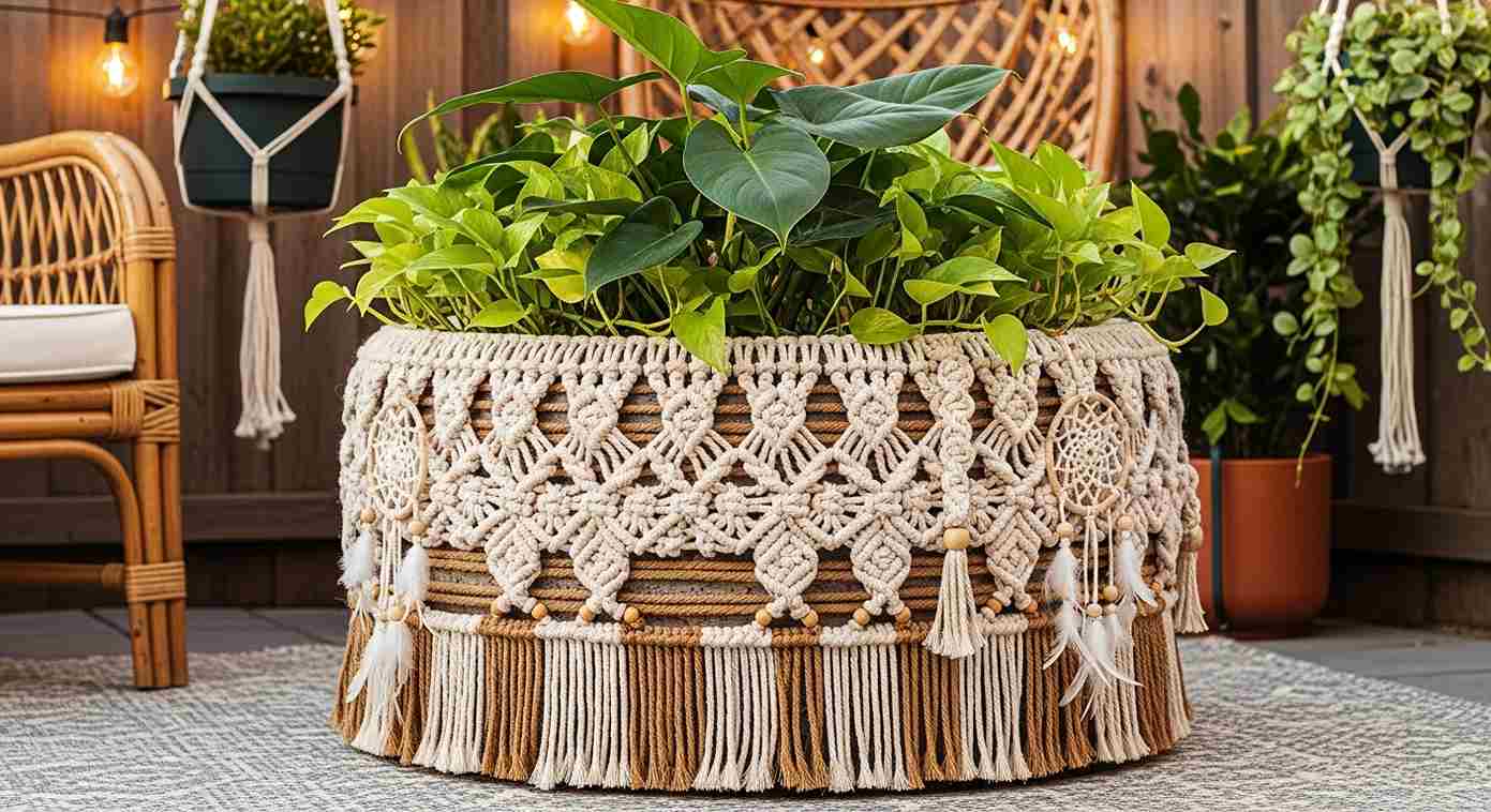  Macrame Tire Planter
