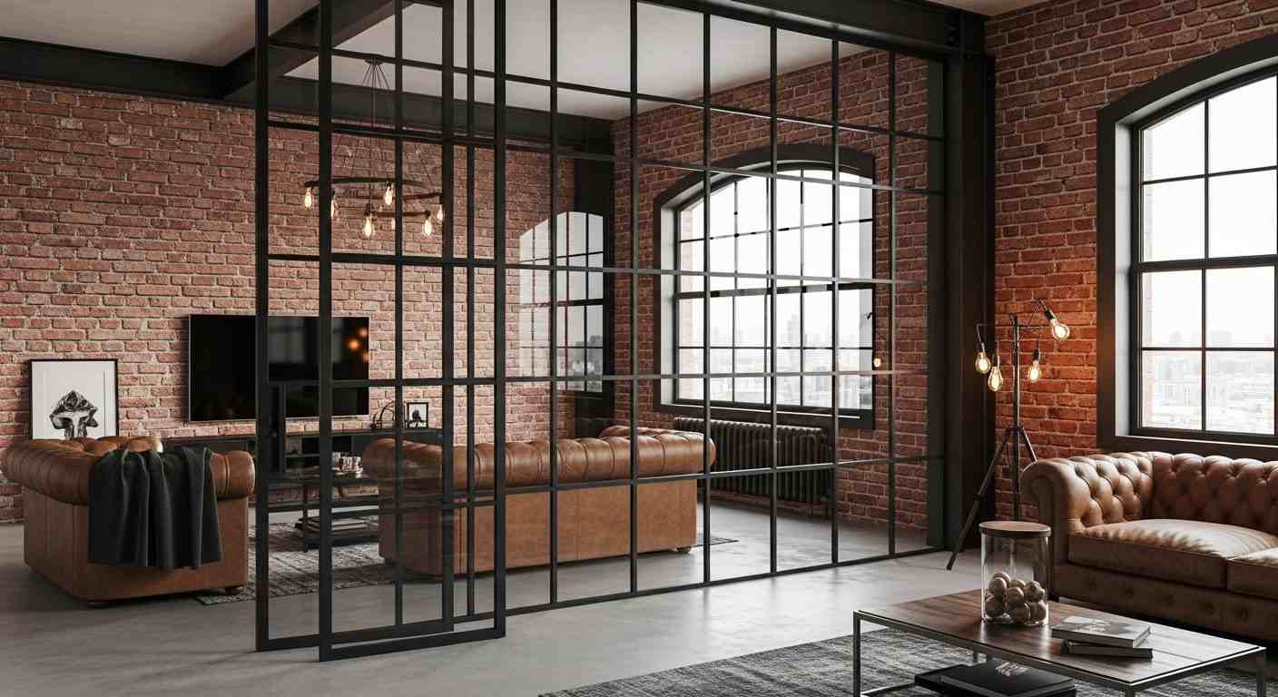 Industrial Black Metal Frame Grid