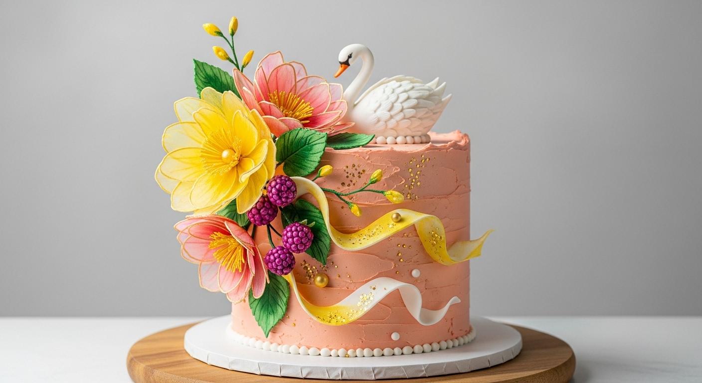 Peach Paradise with Wafer Paper Flowers
