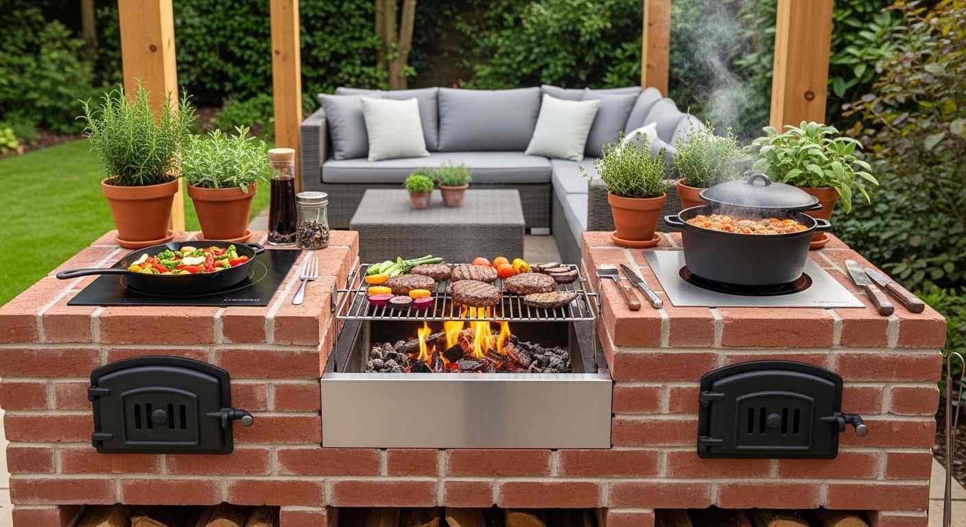 Double-Tower Brick Grill Station