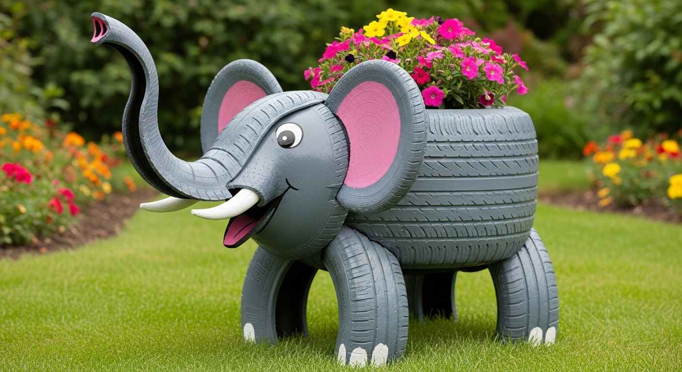 Animal Tire Planter
