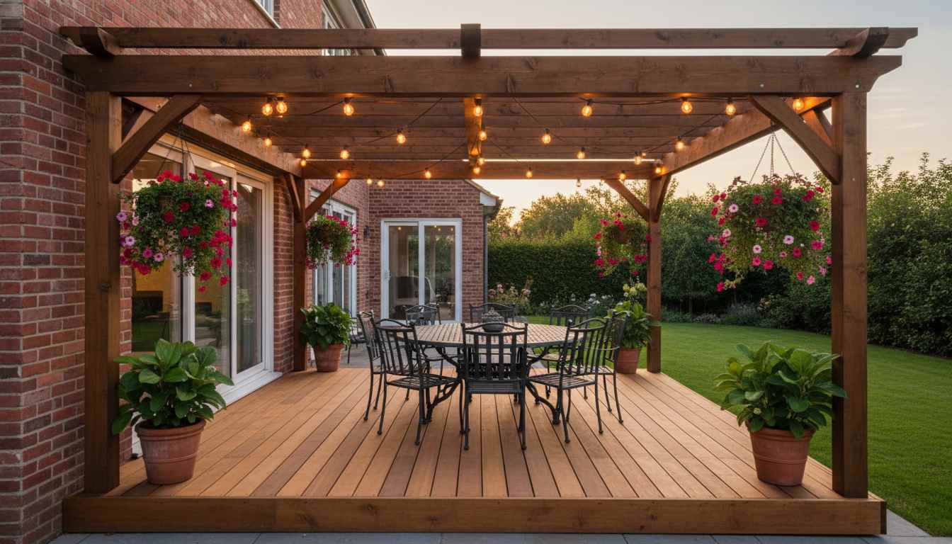 Attached Timber Deck Pergola