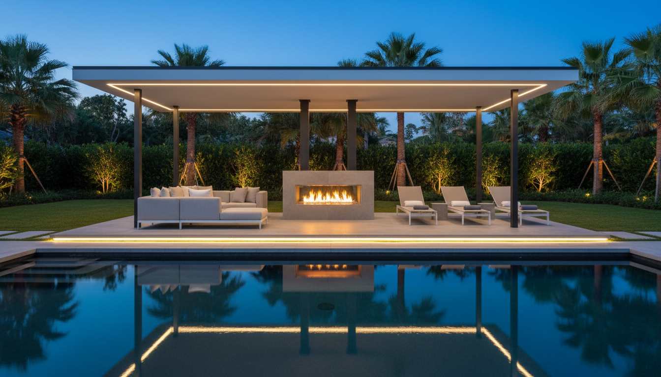  Poolside Pavilion with Double-Sided Fireplace