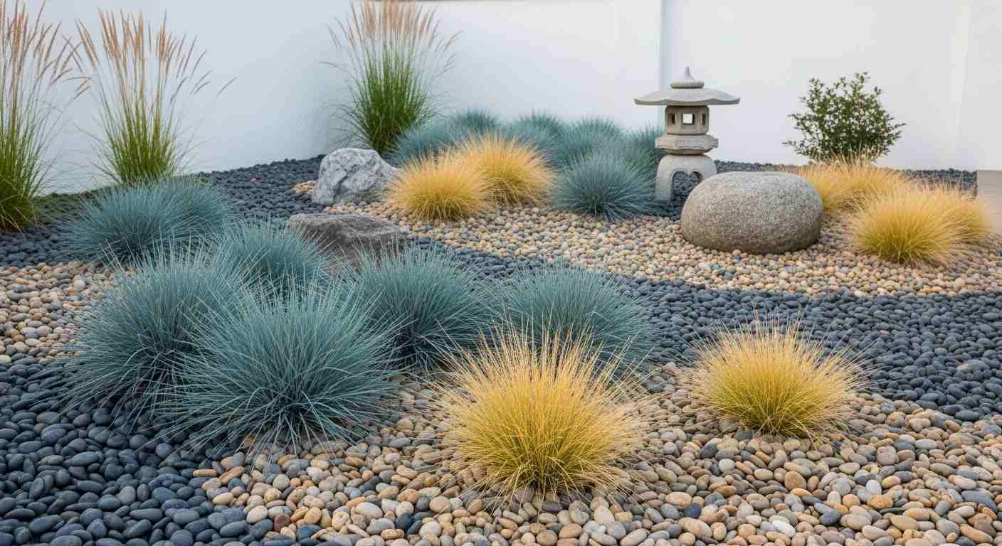 Pebble and Ornamental Grass Garden
