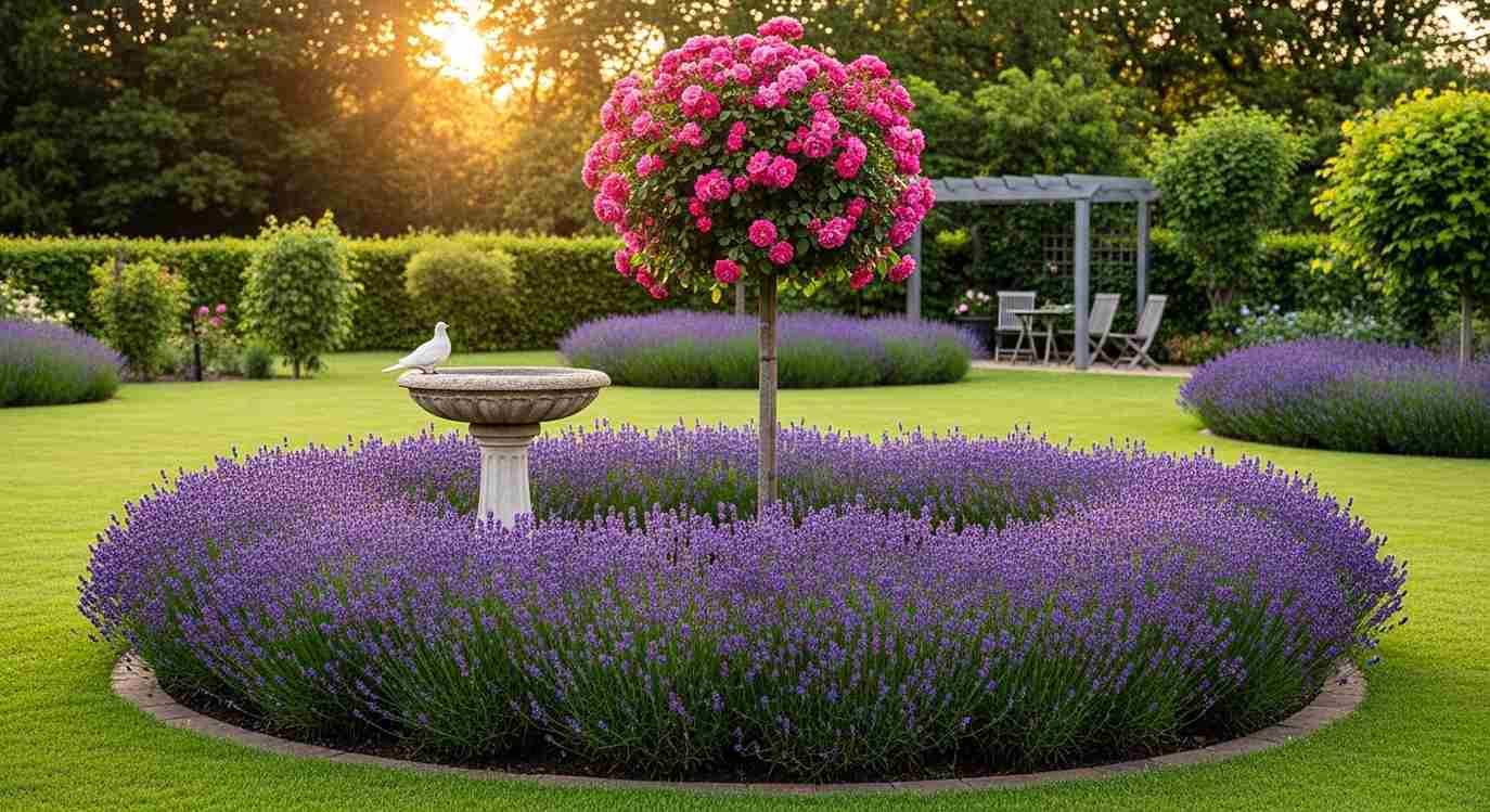 English Rose and Lavender Garden