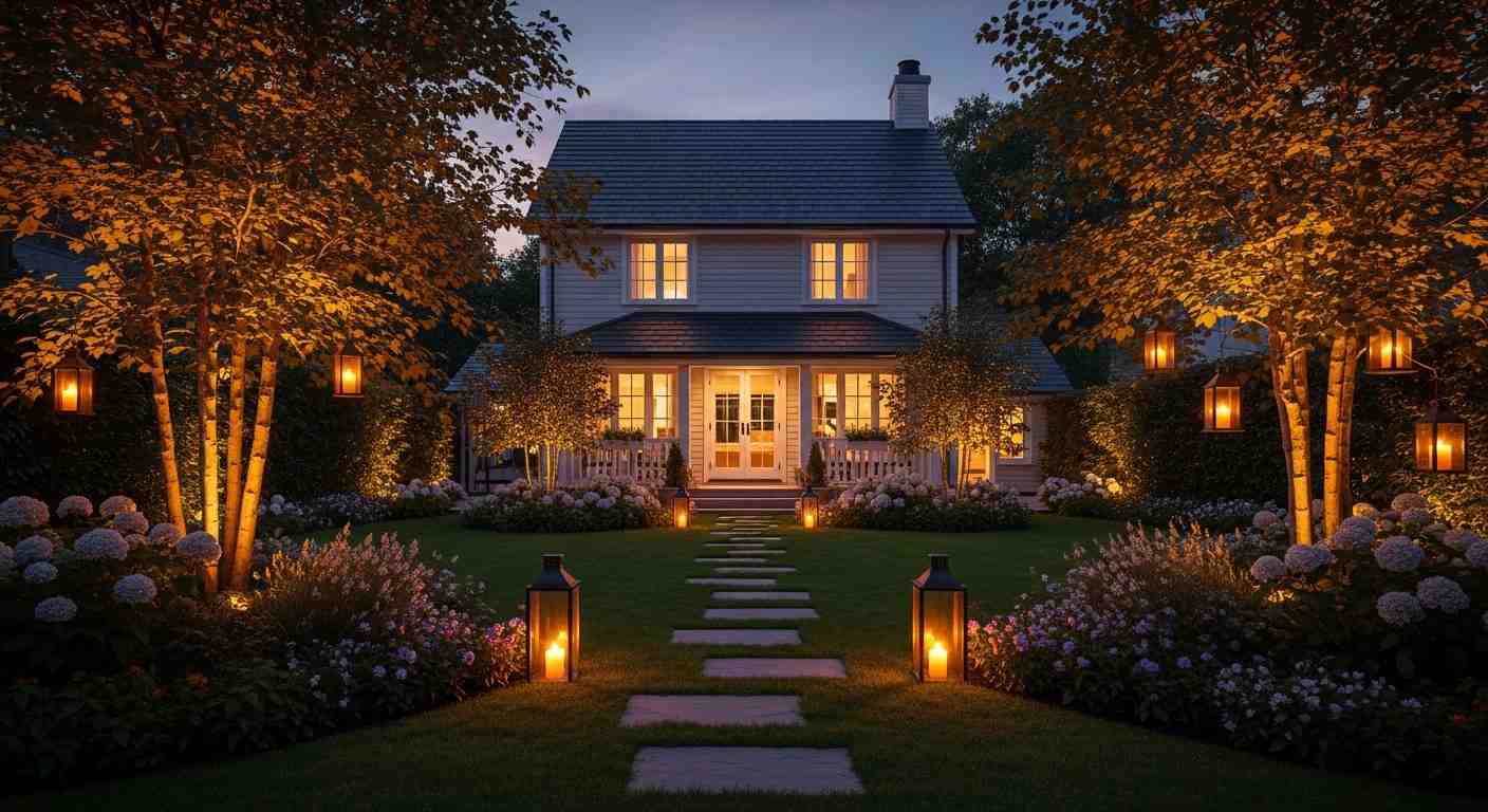 Garden with Magical Lantern Lights