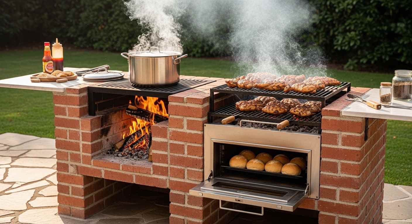 Classic Brick Multi-Level Grill Station,