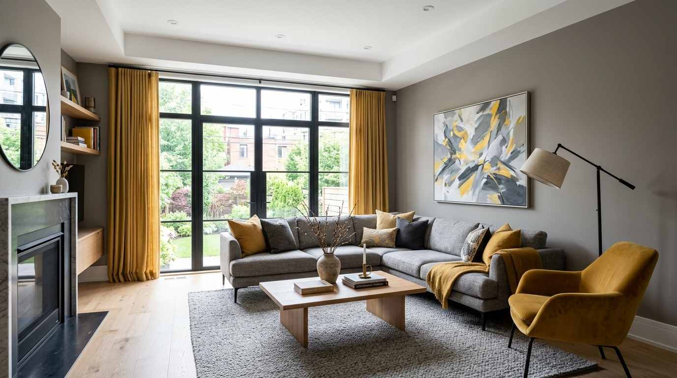 Warm Gray with Mustard