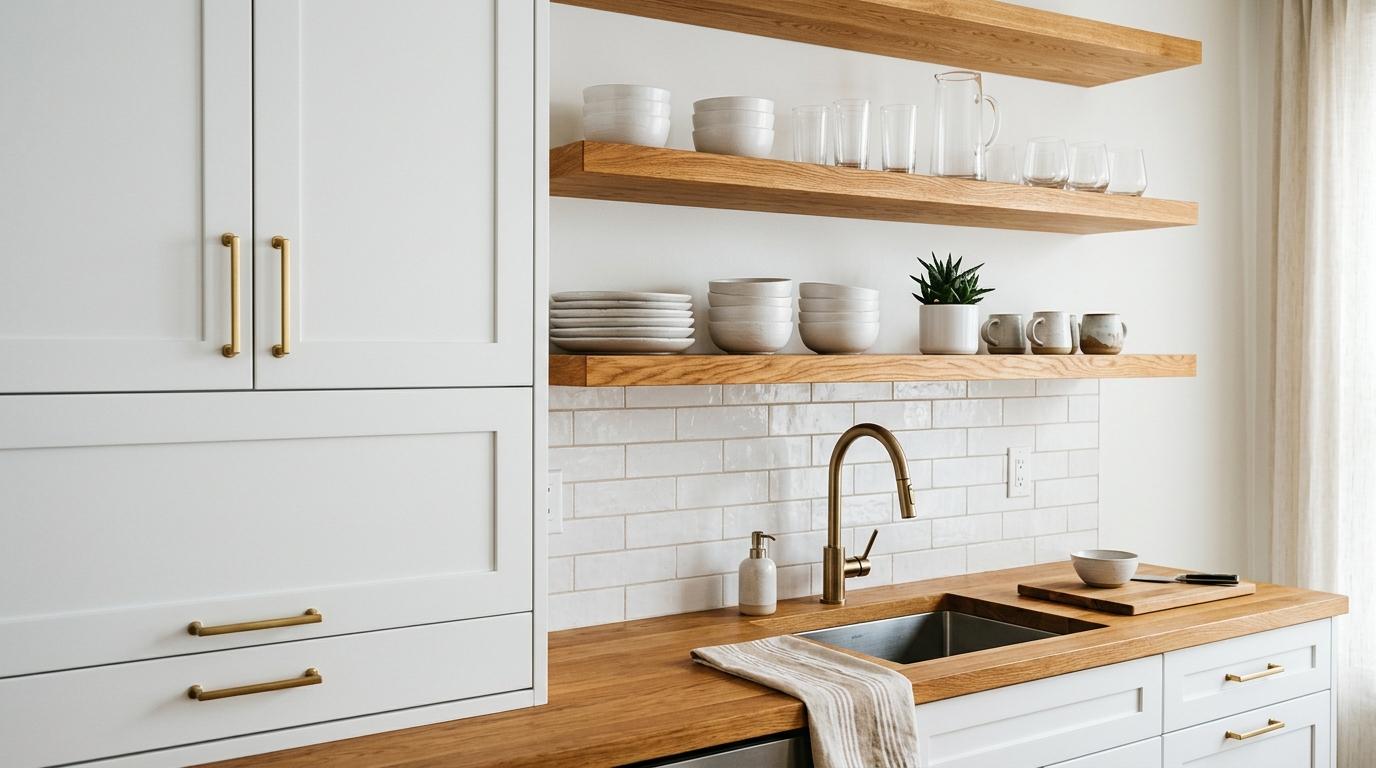 White Cabinets with Warm Wood Accents