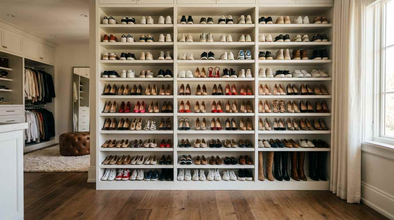 Floor-to-Ceiling Shoe Shelving System
