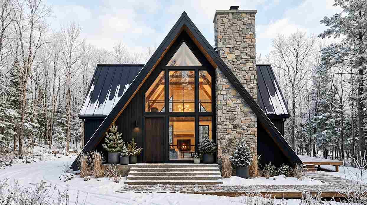  Modern A-Frame Stone Cottage