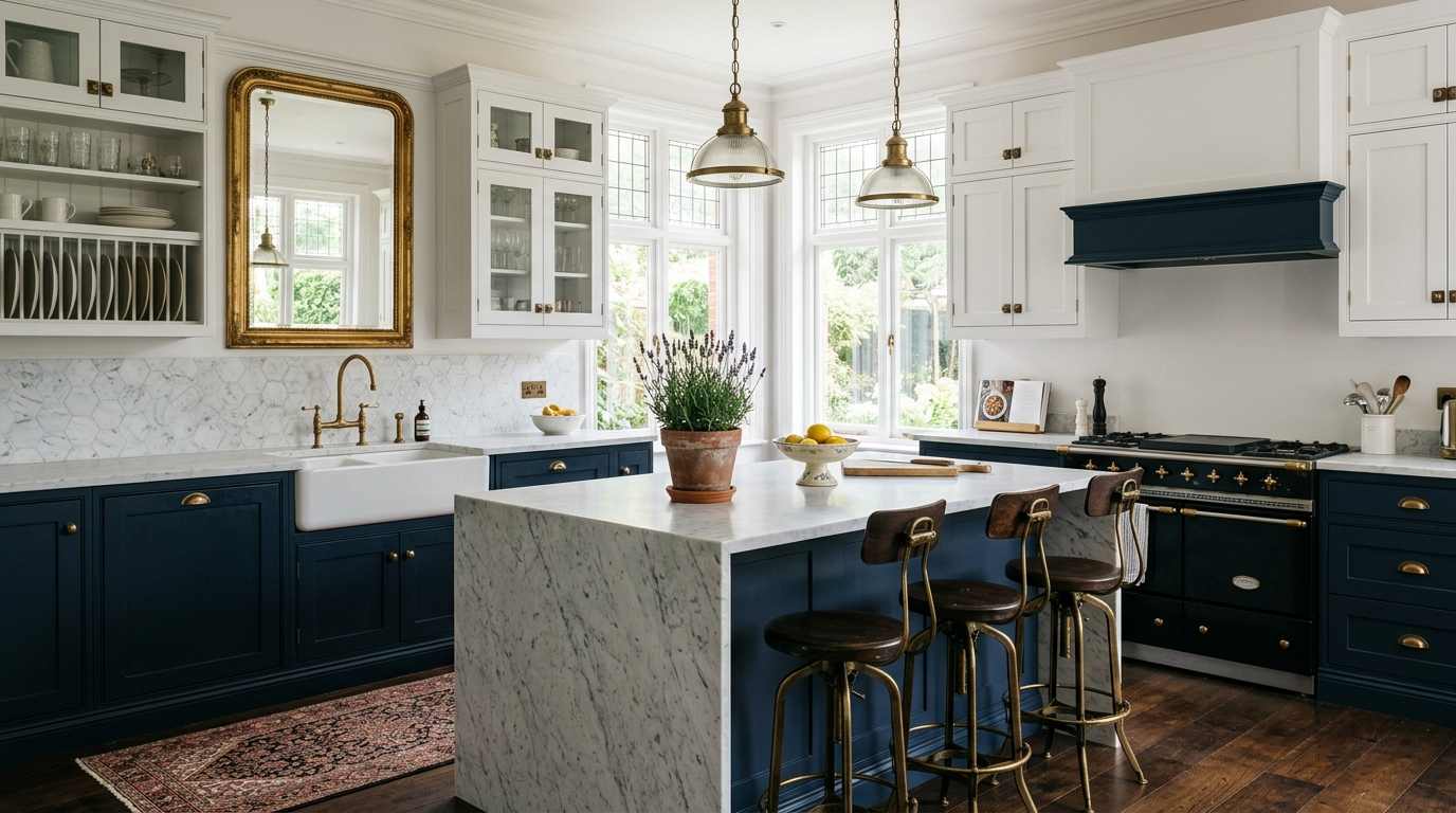 Two-Tone Victorian Kitchen Design

