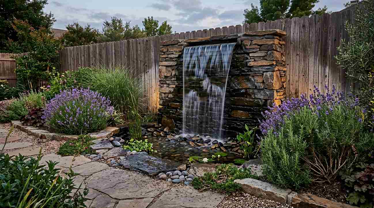  Rustic Stone Wall Waterfall