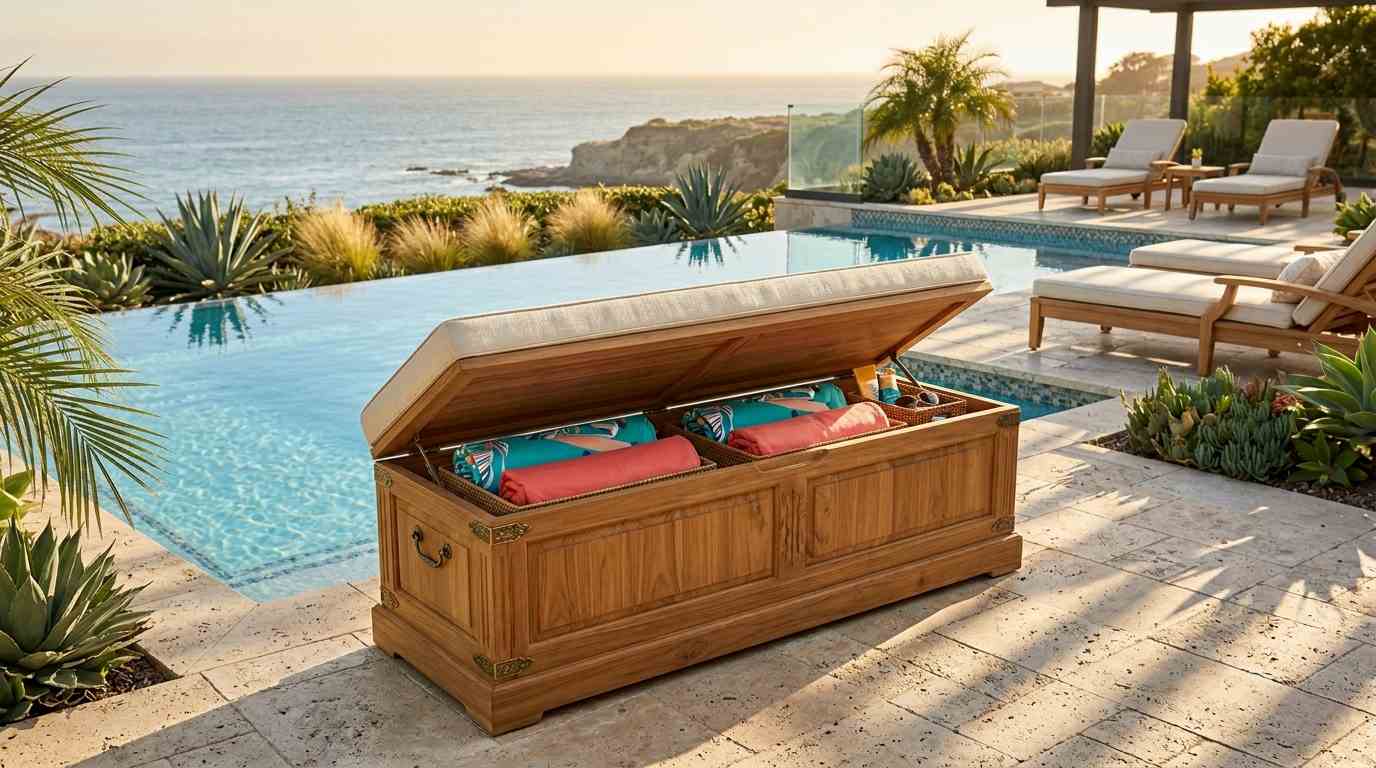  Decorative Pool Storage Bench