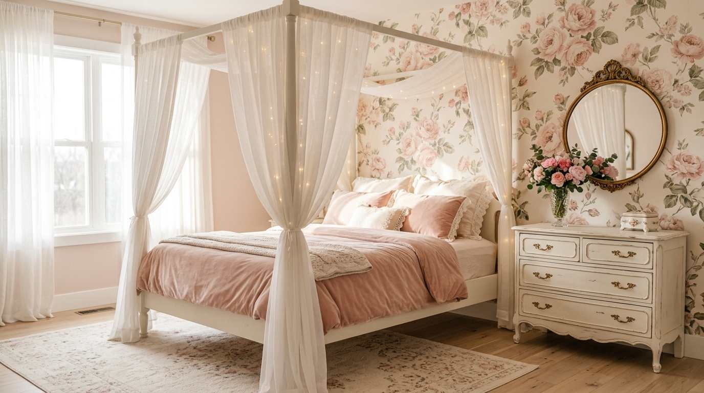 Romantic Floral Victorian Bedroom
