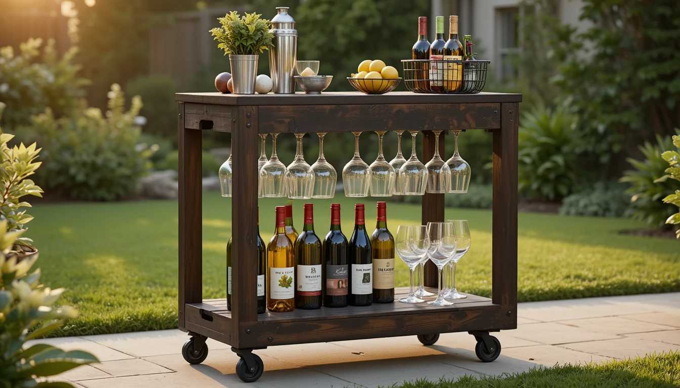 Pallet Bar Cart & Wine Rack