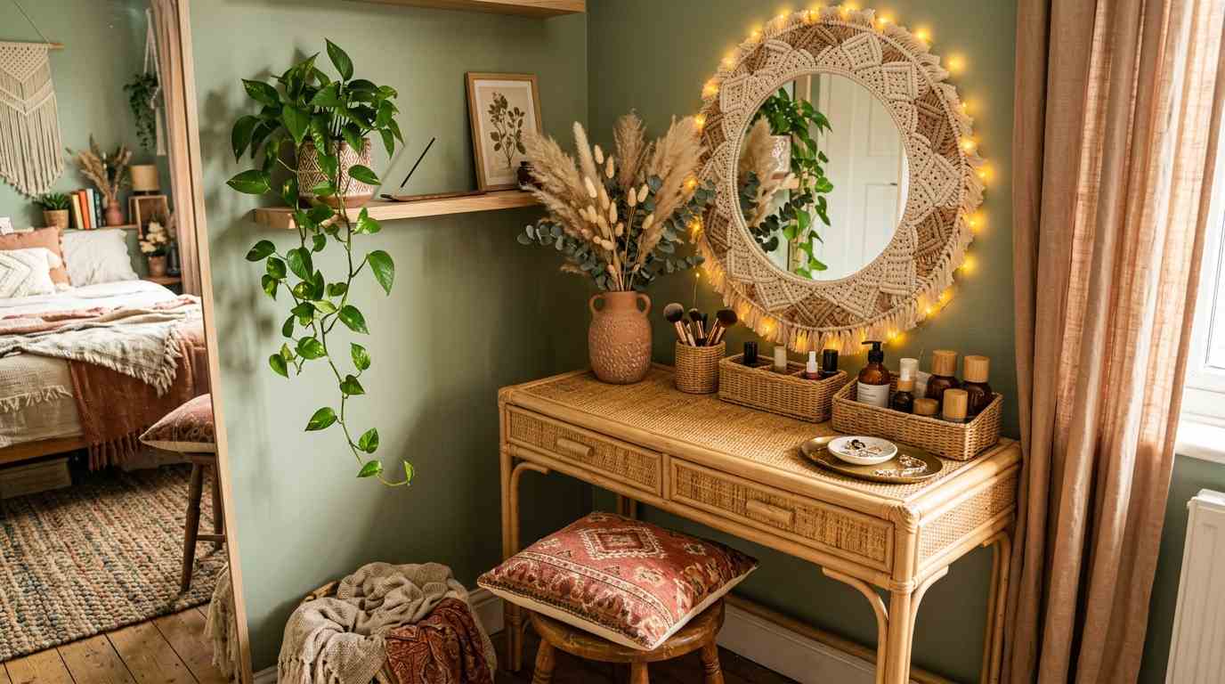 Boho Aesthetic Vanity Setup