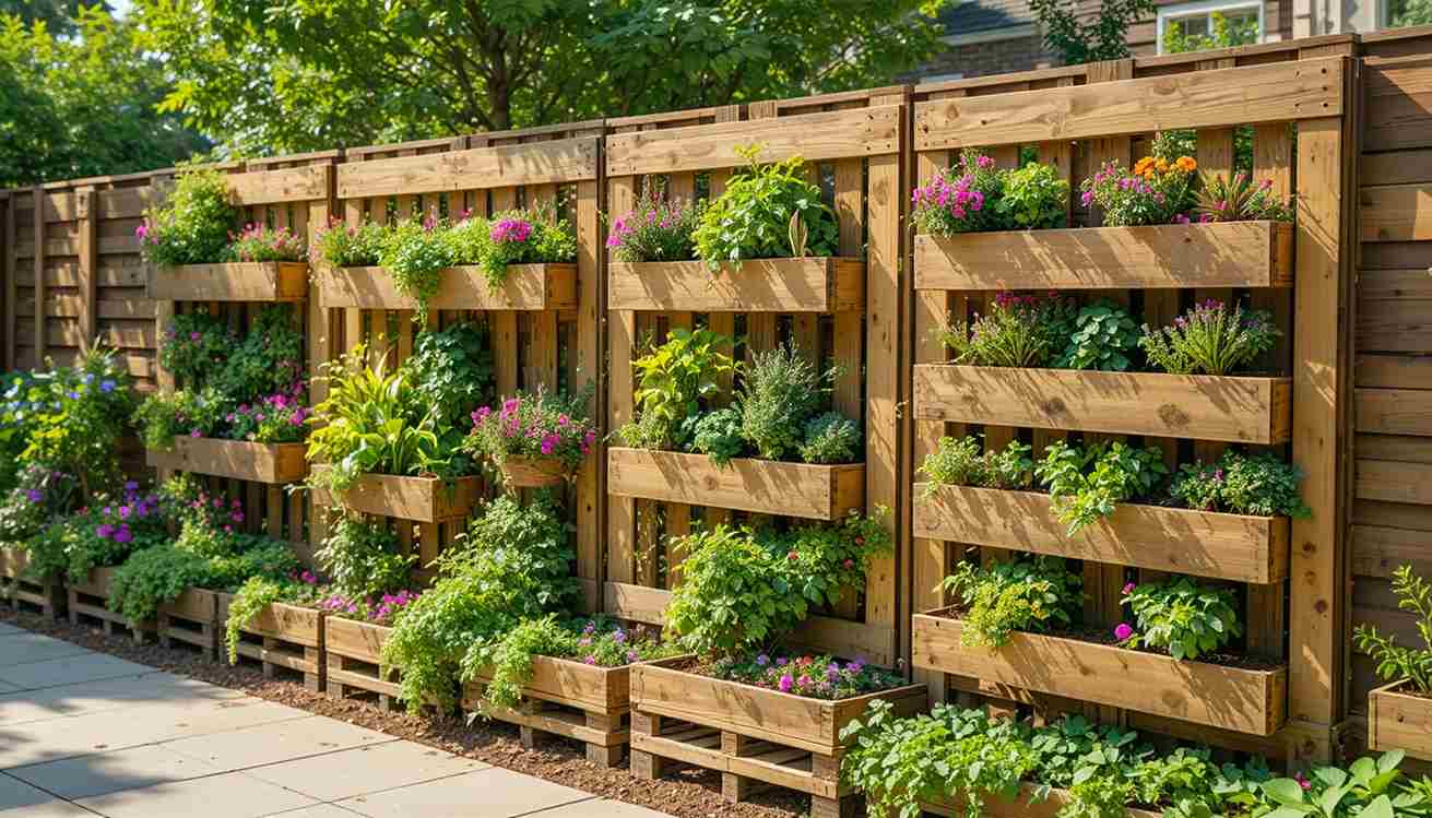 Living Pallet Fence with Planters