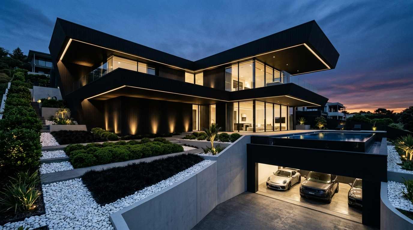 Dramatic Black Modern Villa