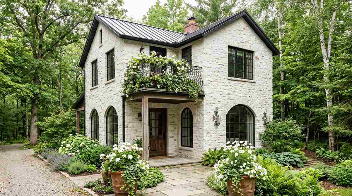 Whitewashed Stone Cottage