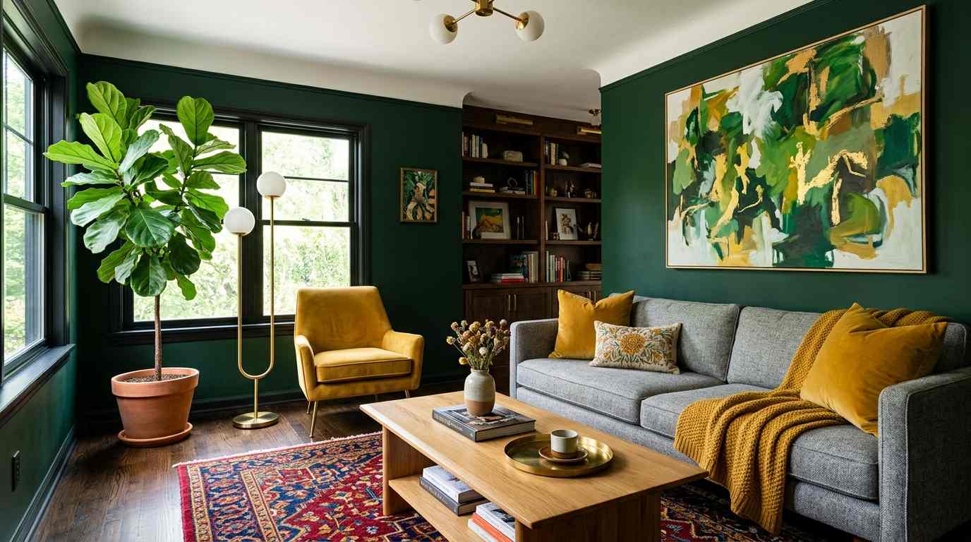 Forest Green with Mustard Yellow