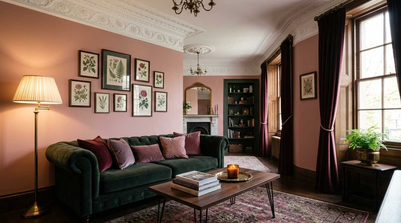  Dusty Rose Pink Living Room