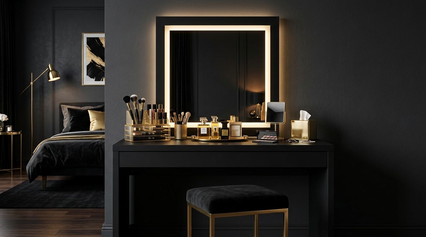 Black Vanity Table for a Bold Look