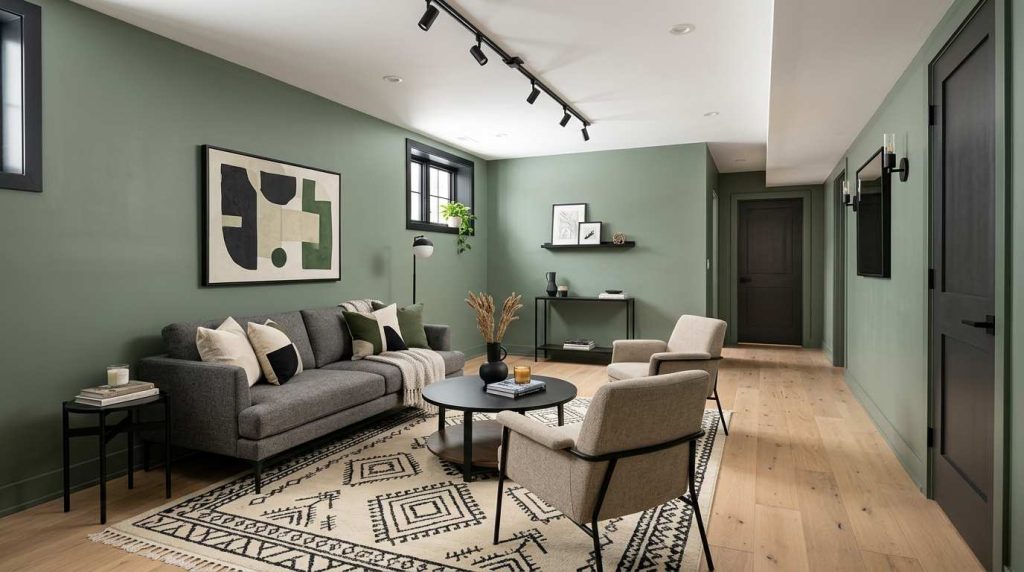 Sage Green + Black Fixtures — The Modern Basement