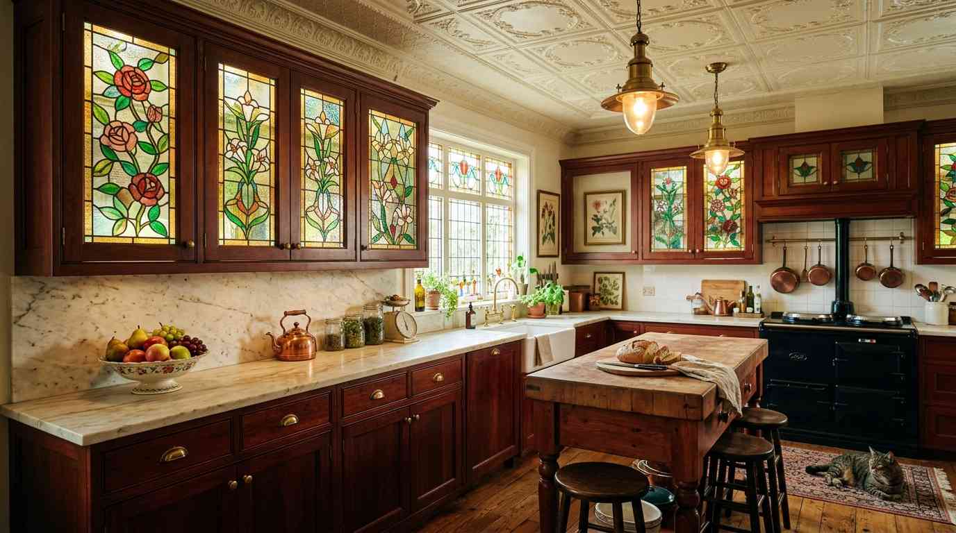 Victorian Kitchen with Stained Glass
