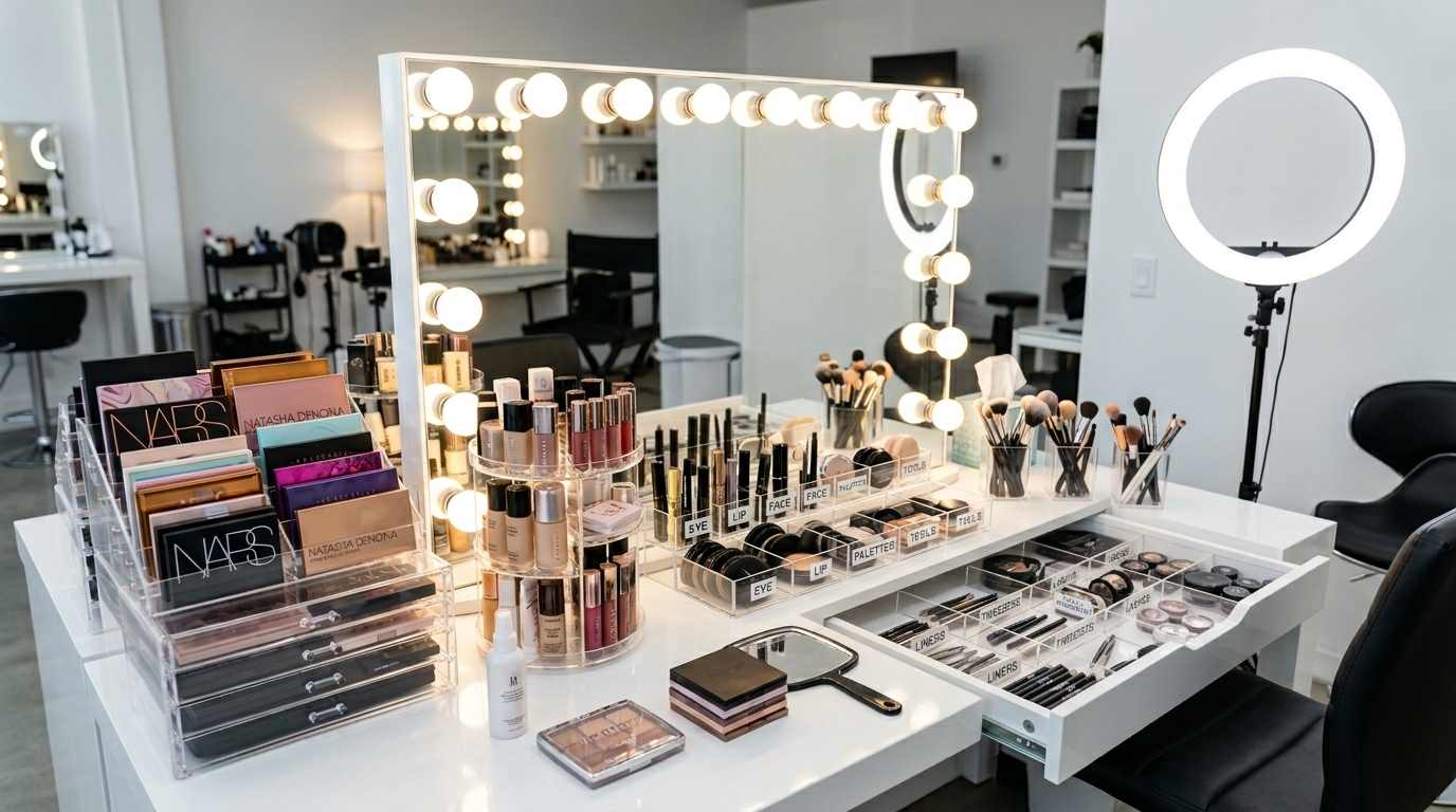 Makeup Artist Professional Vanity Setup