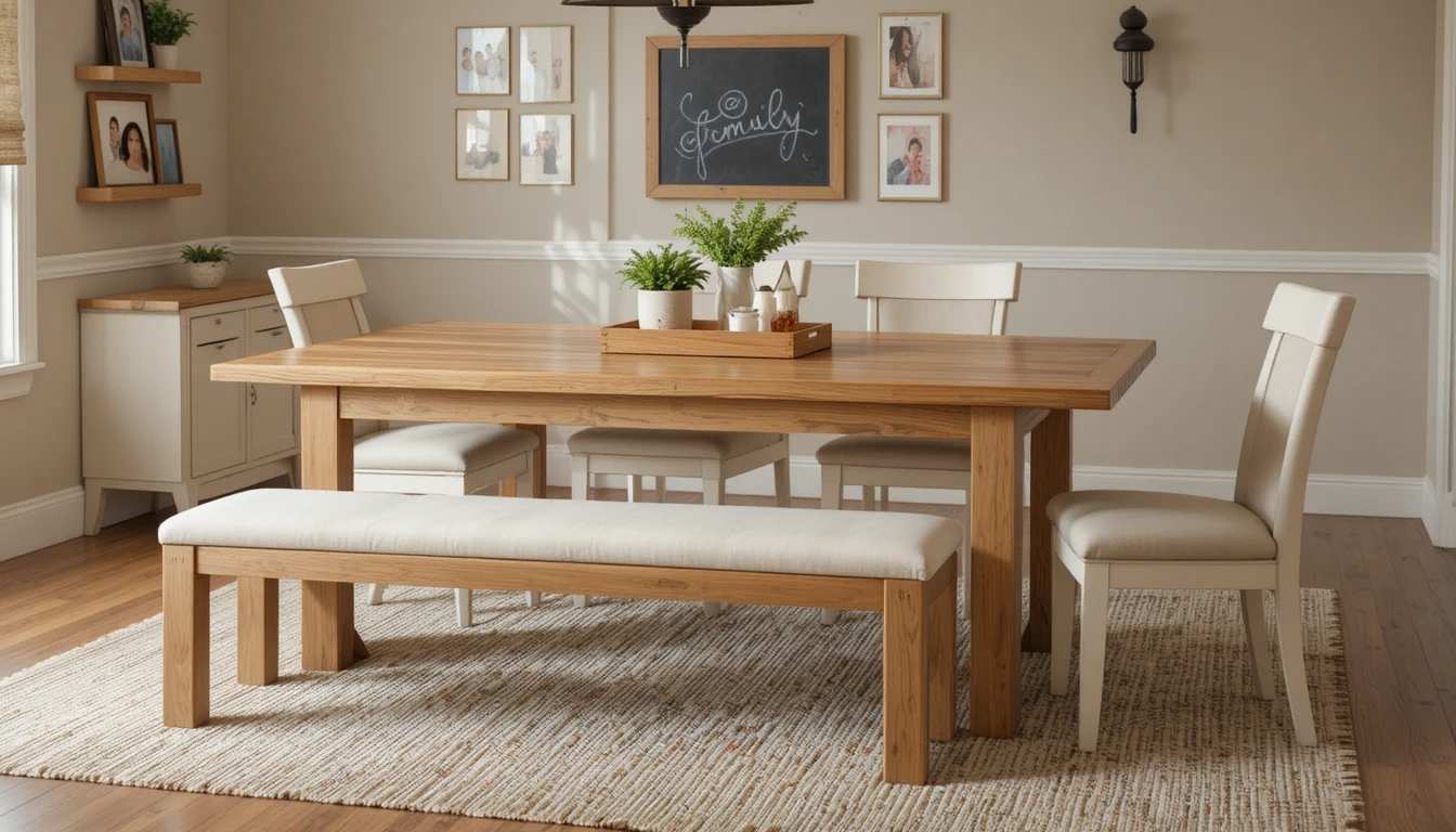  Farmhouse table with bench seating
