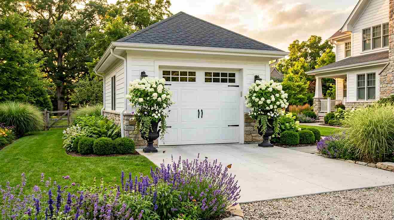 Landscape Around Garage Door
