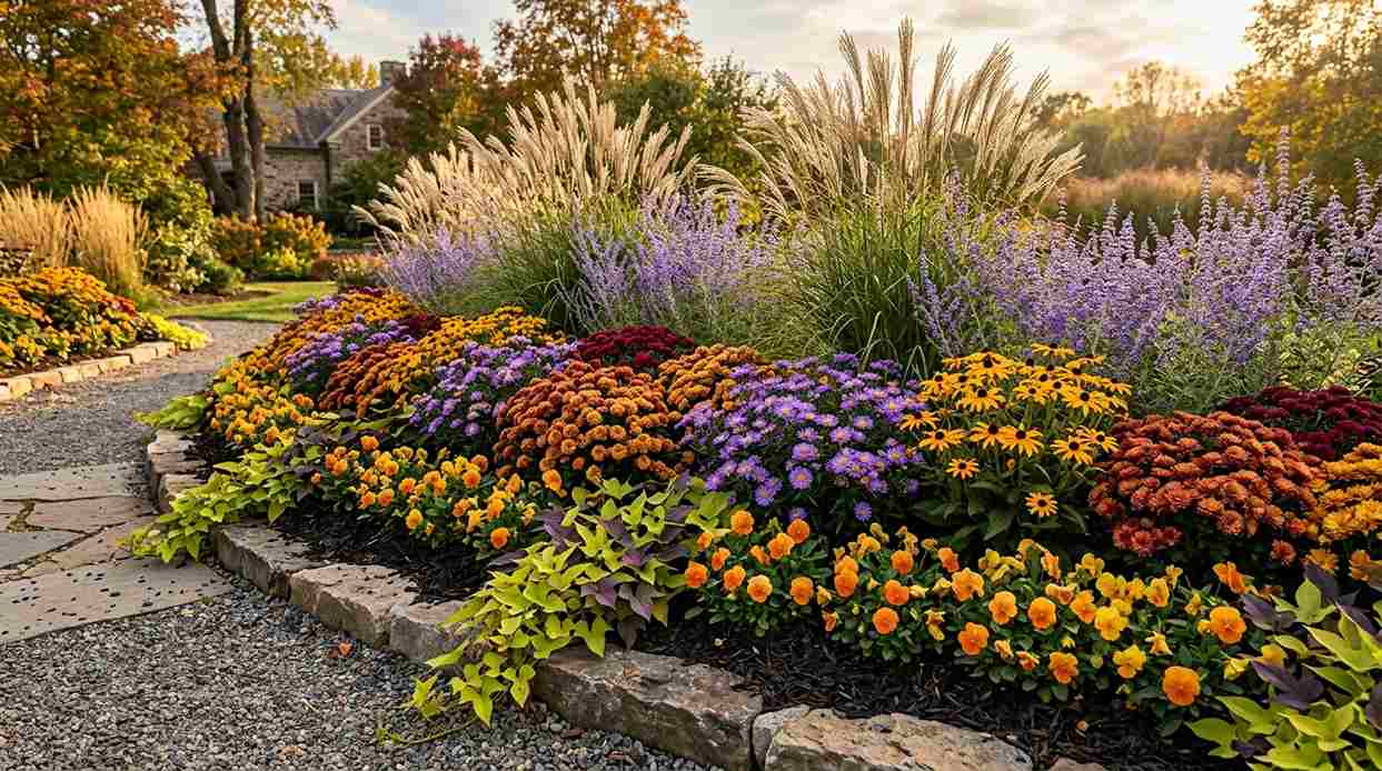 Design a Fall Flower Bed with Layers and Height