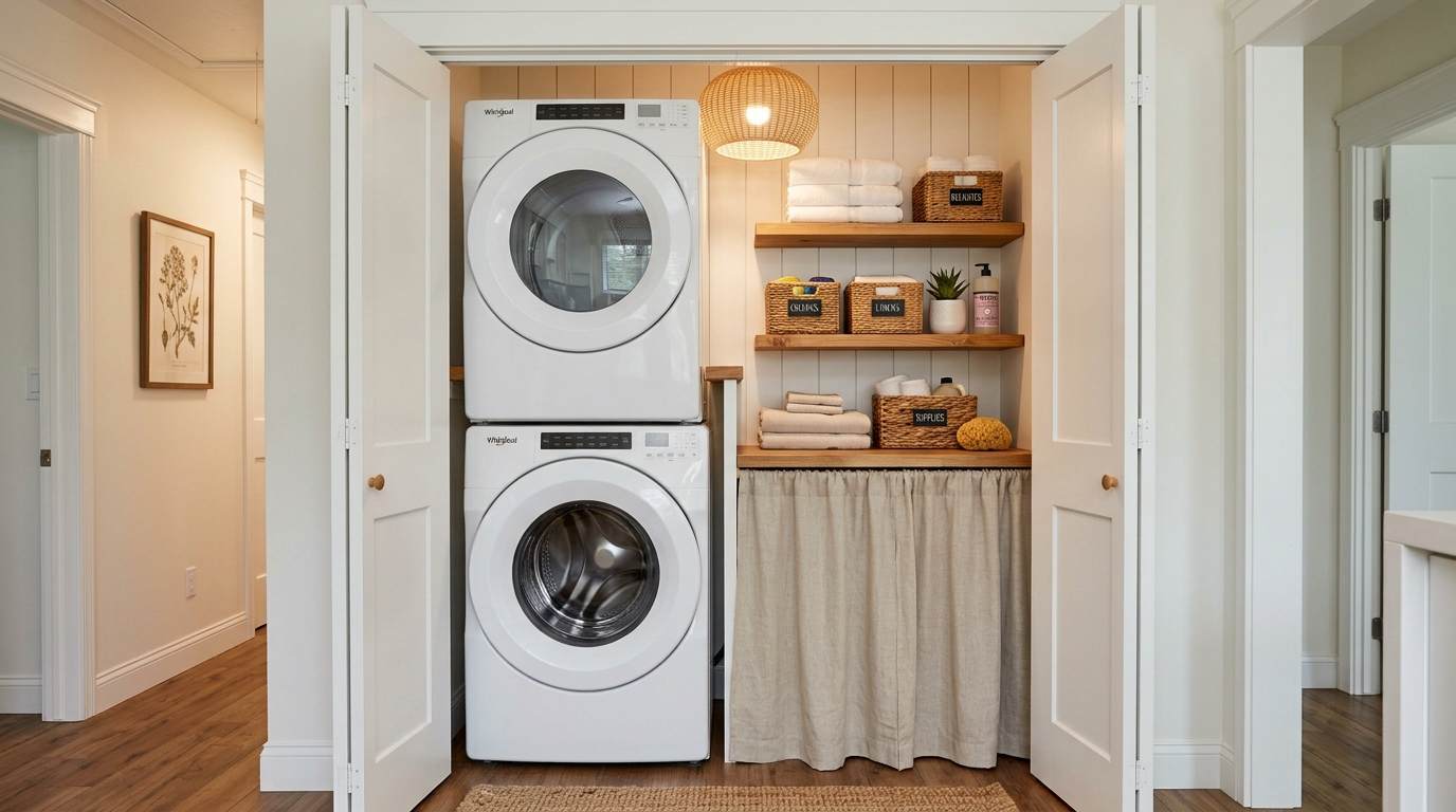 Linen Curtains Instead of Cabinet Doors