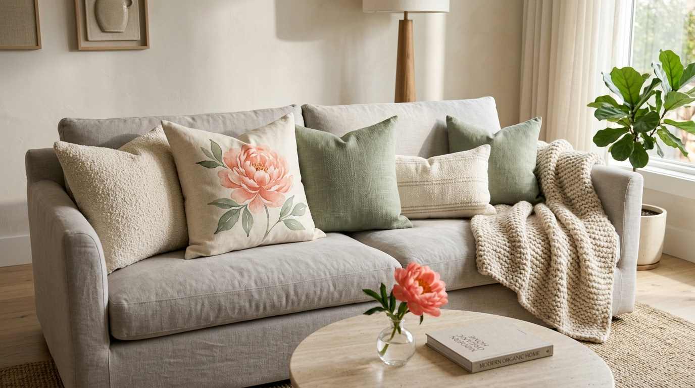 Flower-Themed Throw Pillows and Textiles