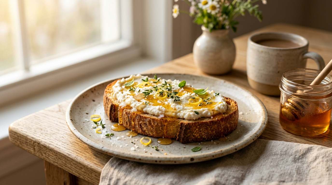 Ricotta Toast with Honey and Sea Salt
