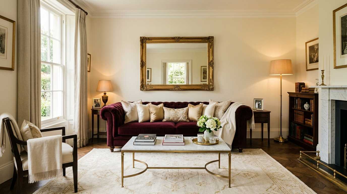 The Classic Burgundy & Gold Luxe Living Room